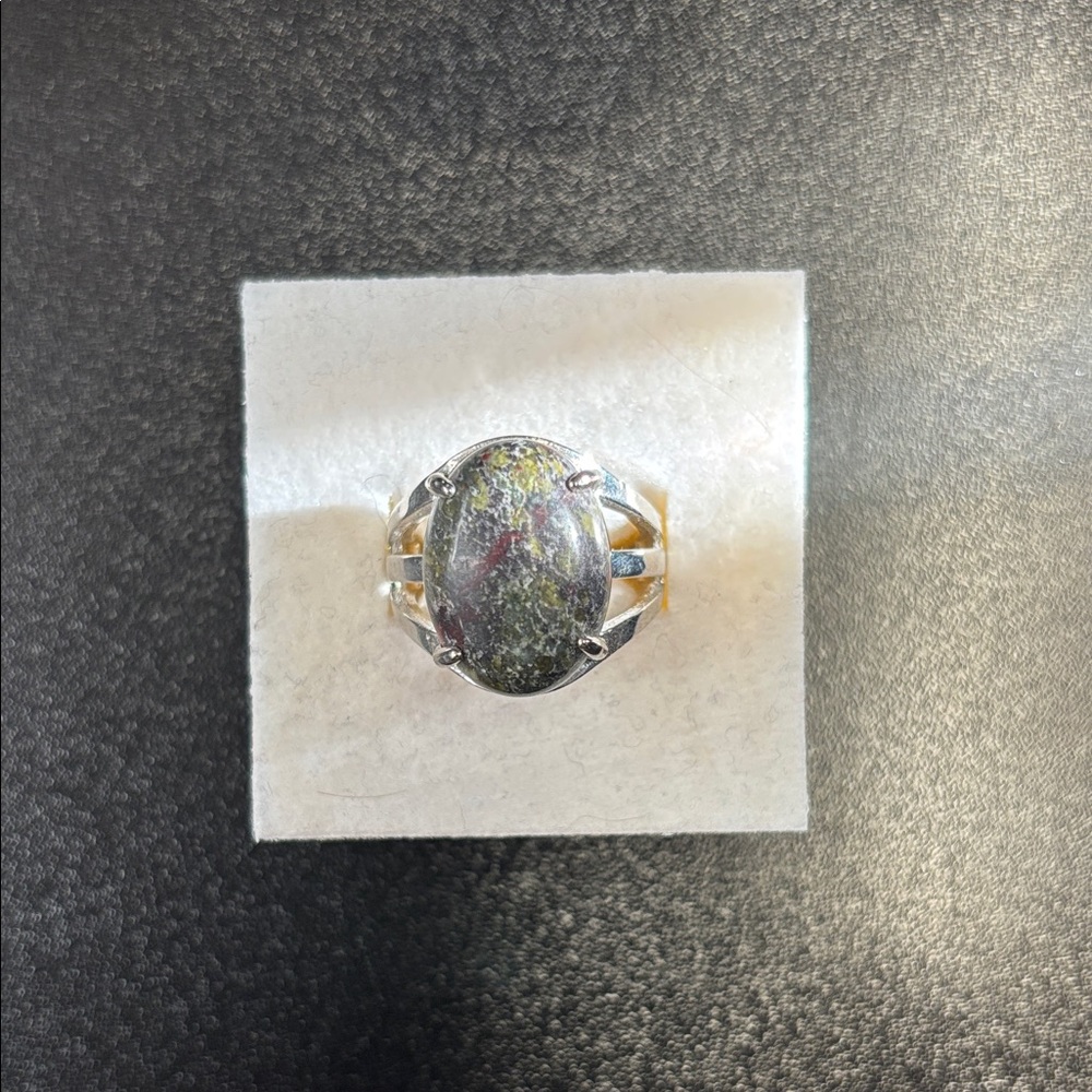 Sterling Silver Multicolor Jasper Oval Statement Ring - Women Jewelry